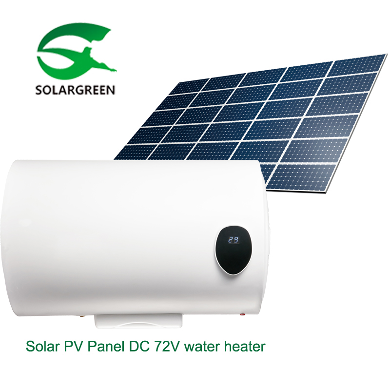 DC Only 50L 100% Off grid Solar PV electrical water heater with solar panel
